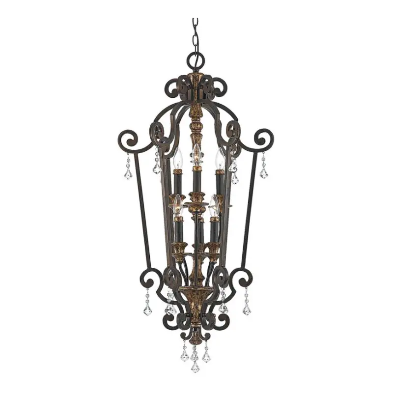 Quoizel - Kroonluchter met ketting MARQUETTE 6xE14/60W/230V brons Snelle Levering