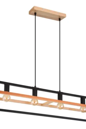 Beperkte Voorraad Globo 15575-4H - Hanglamp aan kabels ERICA 4xE27/40W/230V zwart/beige