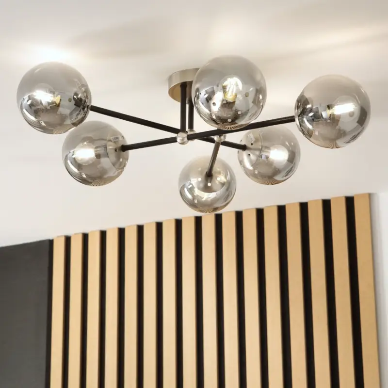 Superprijs Brilagi - Plafondlamp MALIVA 6xE14/15W/230V mat chroom/gerookt glas