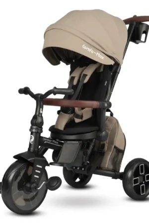 QPlay - Kinderdriewieler 7-in-1 COMFO MAX bruin Gecertificeerd