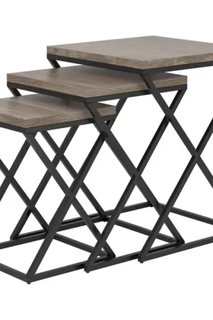 Eglo 424783 - SET van 3 bijzettafels CLONMANY bruin/zwart Dagaanbieding