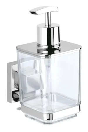 WENKO 22683100-Zeepdispenser VACUUM-LOC QUADRO ED 7,5x16 cm zilver/hoogglans chroom Actieprijs