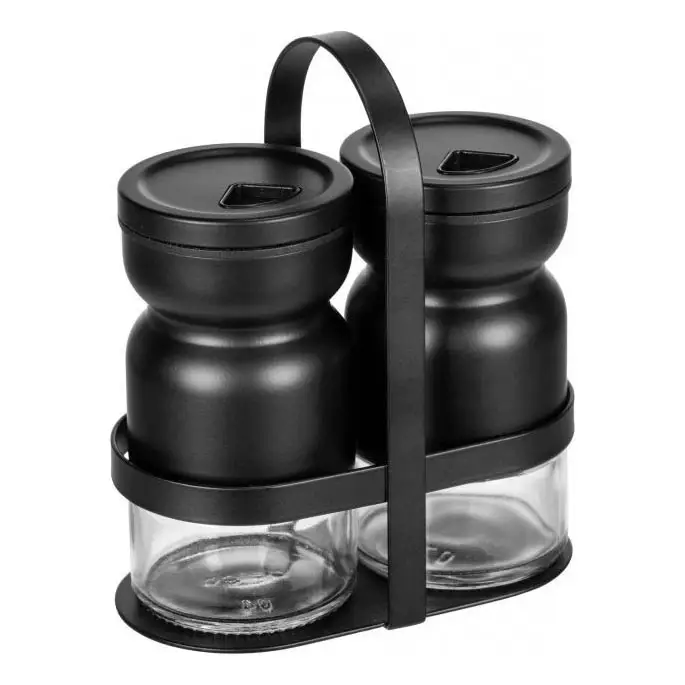 Korting WENKO 55081100 - Specerijenset BLACK OUTDOOR KITCHEN 12x14,5 cm helder/zwart