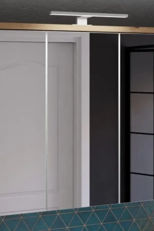 Wandgemonteerde badkamerkast met spiegel VENOM - wit/artisan eiken Fabrieksprijs