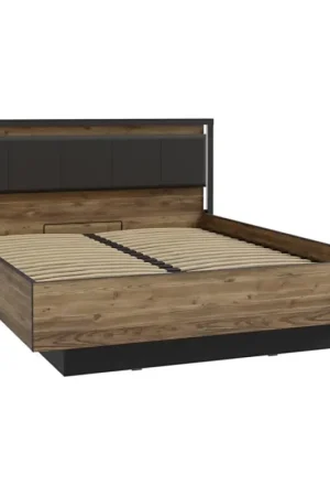 Tweepersoonsbed met opbergruimte OREN 160x200 cm bruin/zwart Gratis Retour