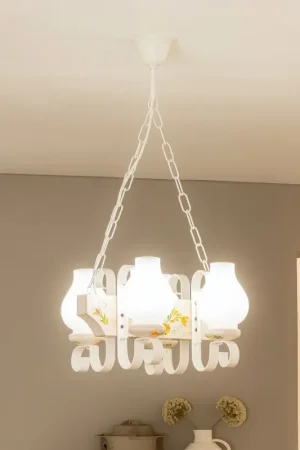Brilagi - Kroonluchter aan ketting QUEEN 4xE14/40W/230V beuk/crème Tijdelijk Beschikbaar