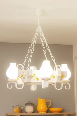 Voordeelprijs Brilagi - Kroonluchter aan ketting QUEEN 4xE14/40W/230V beuk/crème