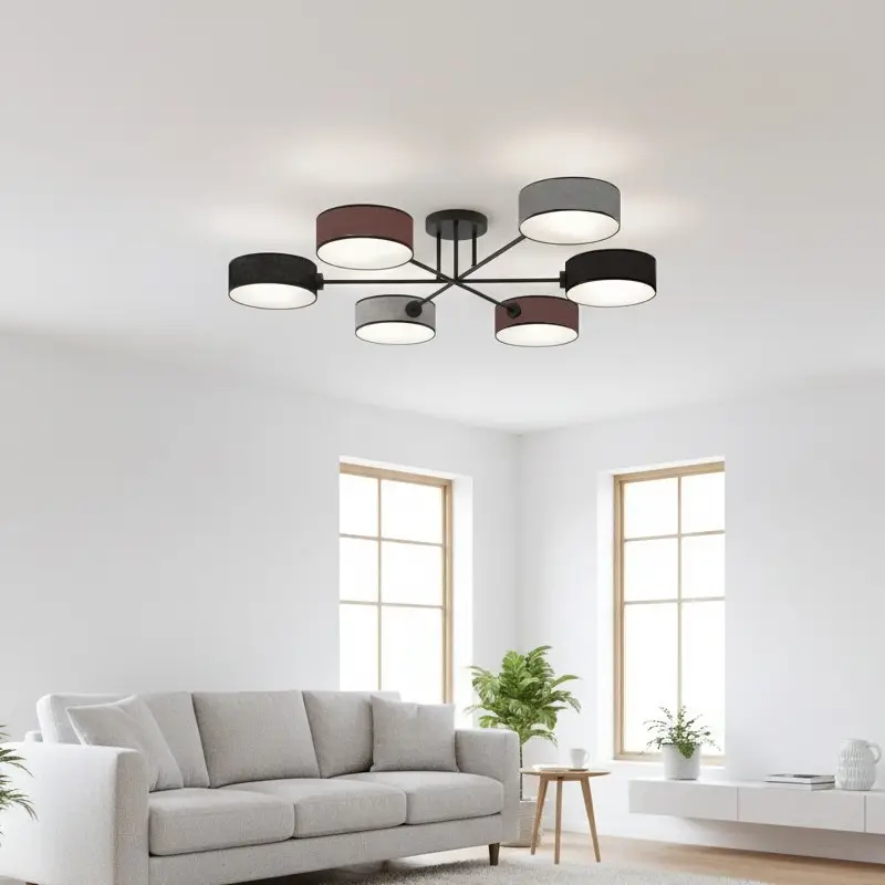 Direct Verzonden Opbouw-kroonluchter MAGA 6xE14/10W/230V zwart/bruin/grijs