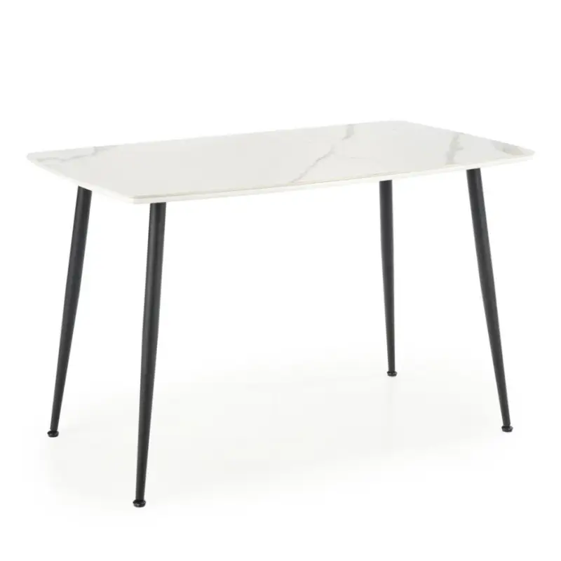 Betaalbaar Eettafel ALARA, wit marmerdecor/zwart