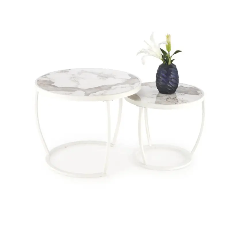 Superprijs Set van 2 salontafels AURORO beige/wit