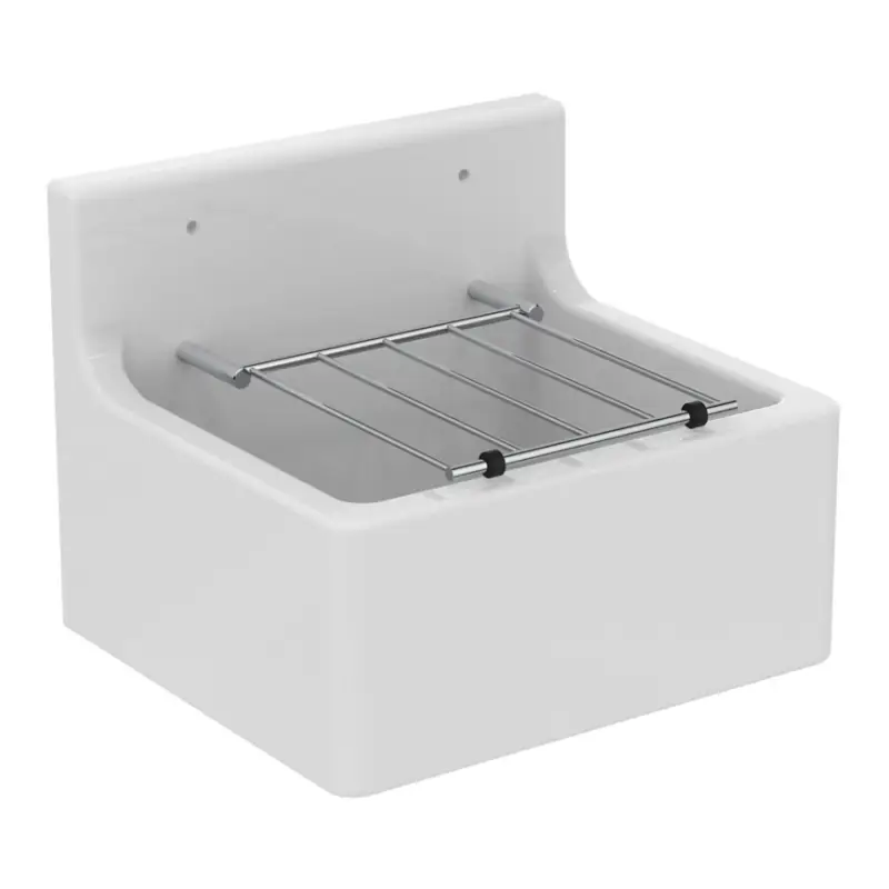 Seizoensaanbieding Ideal Standard S593901 - Hangende uitgietgootsteen met afvoerrooster DOURO 45,5x38 cm keramiek/wit