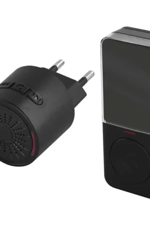 Draadloze deurbel voor stopcontact 230V + 1xCR2032 zwart Rechtstreeks Van De Fabrikant