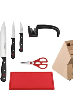 Koop Vandaag Wüsthof - 8-delige GOURMET set keukenmessen in messenblok, inclusief messenslijper en snijplank