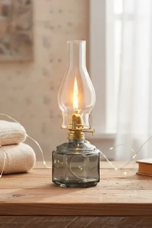 Seizoensaanbieding Brilagi - Petroleumlamp MERLIN rookglas/grijs