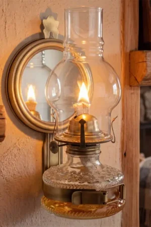 Brilagi - MERLIN petroleumlamp met spiegel, goud/patina Hoge Kwaliteit