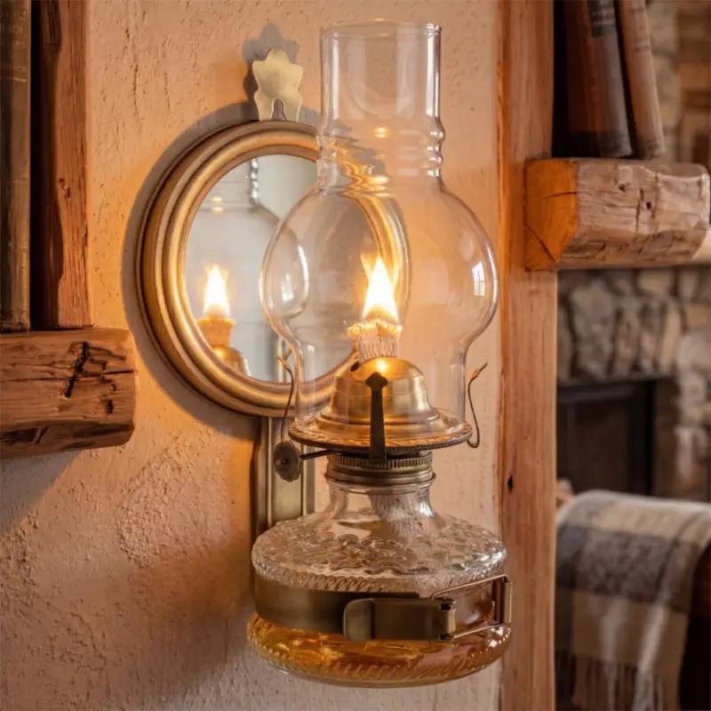 Brilagi - MERLIN petroleumlamp met spiegel, goud/patina Hoge Kwaliteit