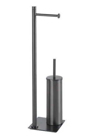 Gecertificeerd Gedy - Staande WC-borstel met toiletrolhouder TRILLY, metallic grijs