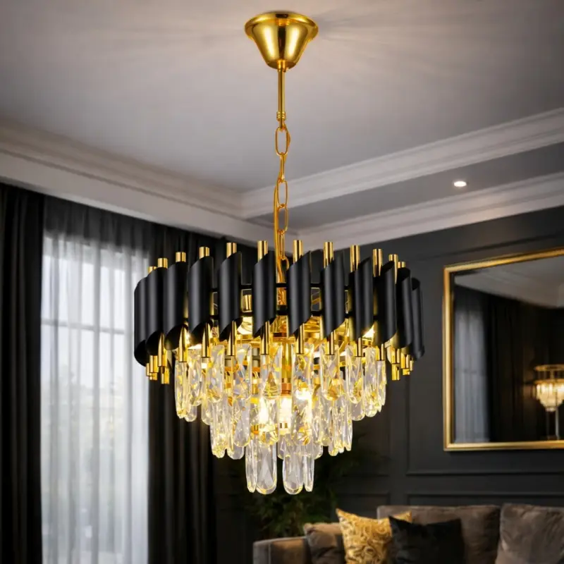 Aanbieding Brilagi - Kroonluchter aan ketting ECLIPSE 5xE14/10W/230V Ø 38 cm zwart/goud