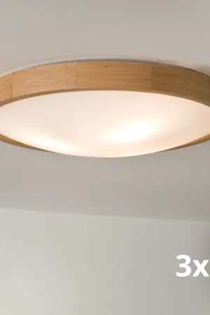 Alleen Vandaag Brilagi - LED RGBW dimbare plafondlamp CARVALHO SLIM 3xE27/9W/230V 2700-6500K Wi-Fi eiken Ø 47 cm