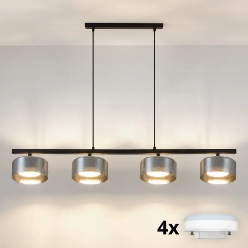 Beperkte Voorraad Brilagi - LED Pendellamp met kabel AURA LUX 4xGX53/30W/230V zwart/rookglas