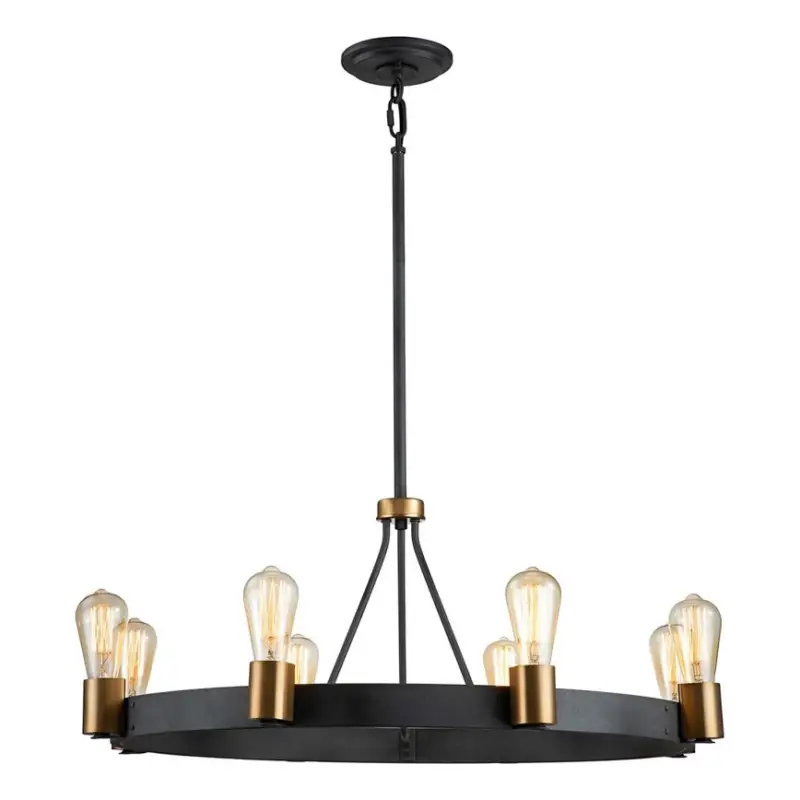 Beste Prijs Quintiesse - Hanglamp SILAS op staaf 8xE27/60W/230V Ø 82,9 cm zwart/goud
