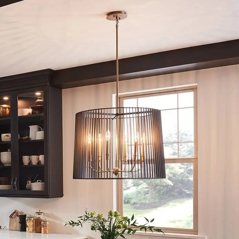 Direct Beschikbaar Quintiesse - Kroonluchter aan stang LINARA 6xE14/60W/230V Ø 66 cm zwart/goud