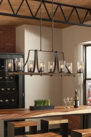 Alleen Vandaag Quintiesse - Kroonluchter met stang ANGELO 8xE27/60W/230V eiken decor