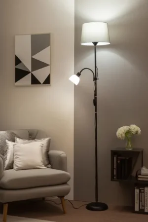Weekendaanbieding Brilagi - Vloerlamp CERIA 1xE27/100W/230V + 1xE14/25W zwart/grijs