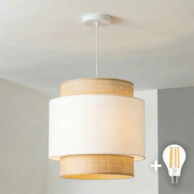 Weekendaanbieding Brilagi - LED-hanglamp aan kabel CERIA 1xE27/40W/230V Ø 40 cm beige/wit
