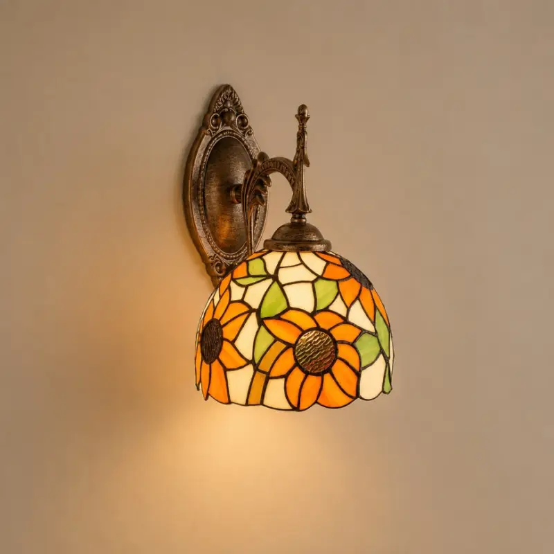 Brilagi - Tiffany glas-in-lood wandlamp SUNFLOWER 1xE14/40W/230V Gratis Retour