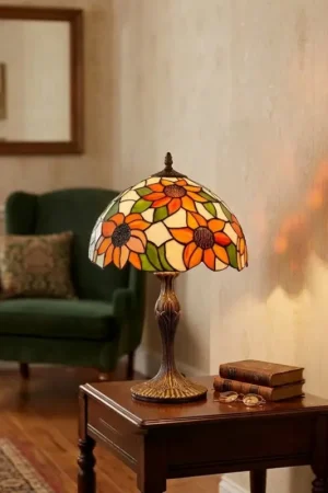 Alleen Vandaag Brilagi - Tiffany glas-in-lood tafellamp SUNFLOWER 1xE27/60W/230V