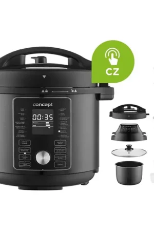 Concept CK8000 - Multifunctionele 11-in-1 elektrische snelkookpan met airfryerfunctie, 5,6 l, 1500 W/230 V, zwart Express Levering