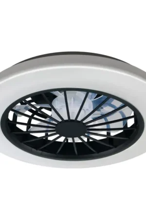 Korting LED RGBW dimbare plafondlamp met ventilator GHANA LED/24W/230V 3000-6500K wit/zwart + afstandsbediening