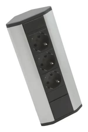 Hoek-stopcontactzuil 3x230V zwart/zilver Finale Uitverkoop