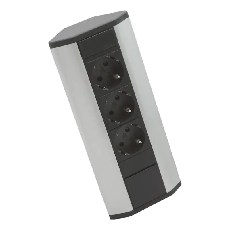 Hoek-stopcontactzuil 3x230V zwart/zilver Finale Uitverkoop