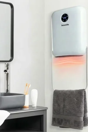 Elektrische wandverwarmer met handdoekhouder 2000W/230V IP22 wit + afstandsbediening Gecertificeerd