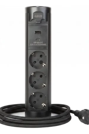 Stroomzuil voor tafelblad 3x230V + USB-A + USB-C zwart Laatste Versie