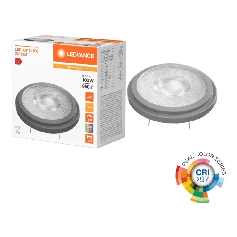 LED dimbare lamp AR111 G53/13,5W/12V 2700K 24° CRI 97 - Ledvance Voordeelprijs