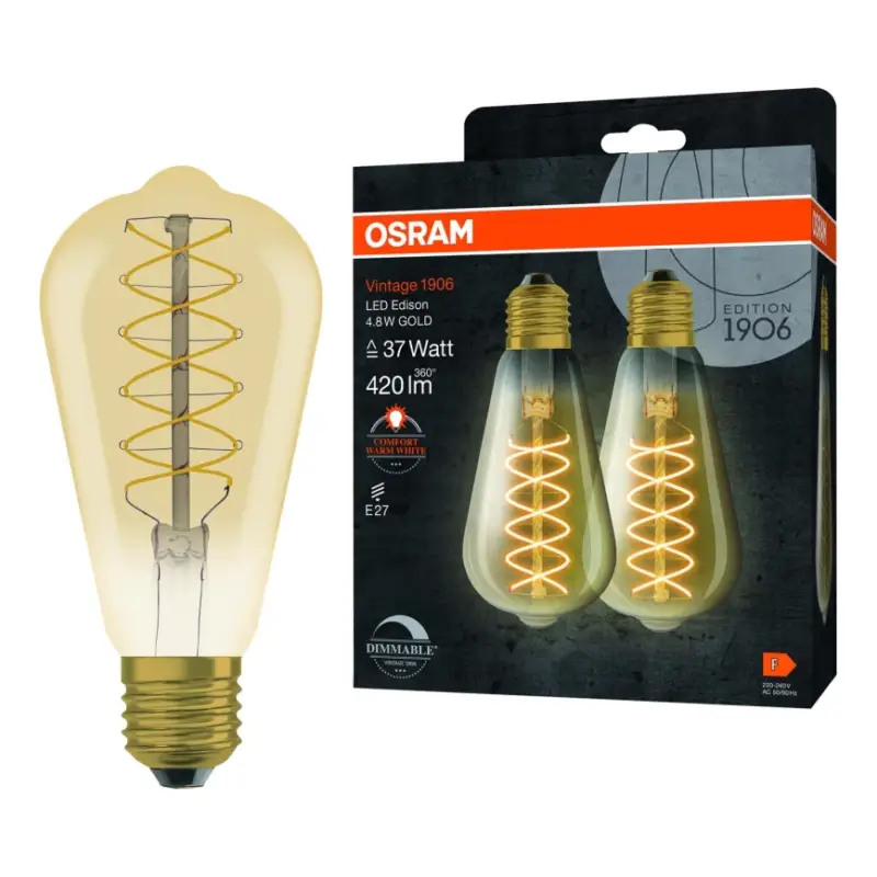Meest Verkocht Set van 2 dimbare LED-filamentlampen E27/4,8W/230V 2200K - Osram