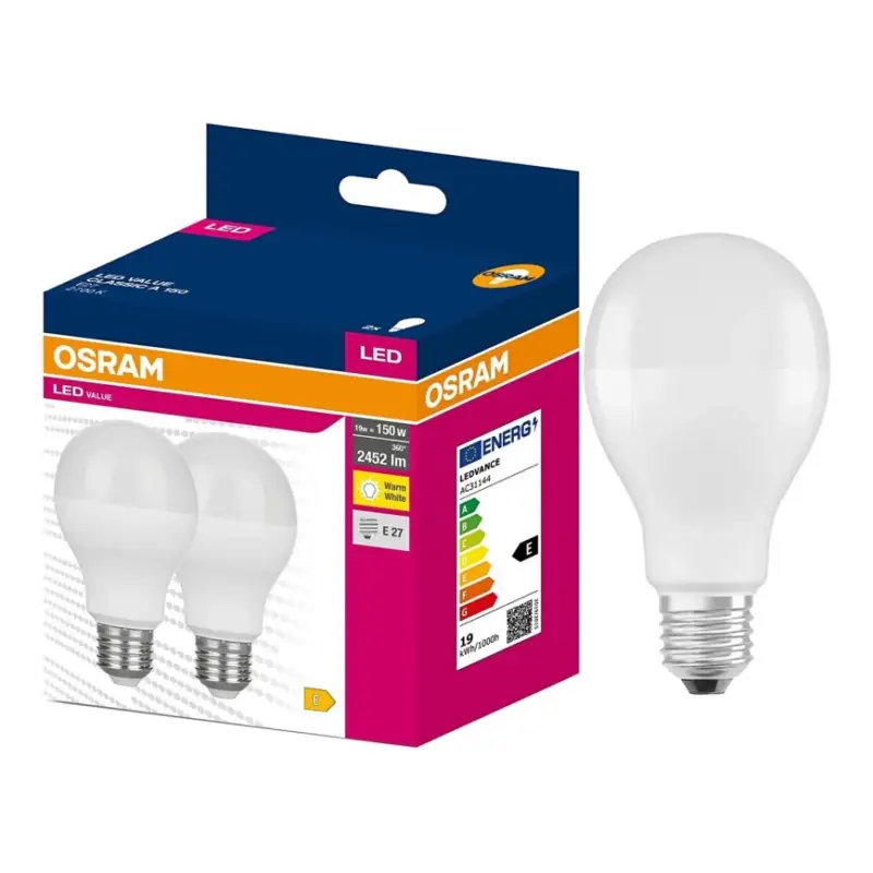 Bestel Nu Set van 2 VALUE CLASSIC LED-lampen E27/19W/230V 2700K - Osram