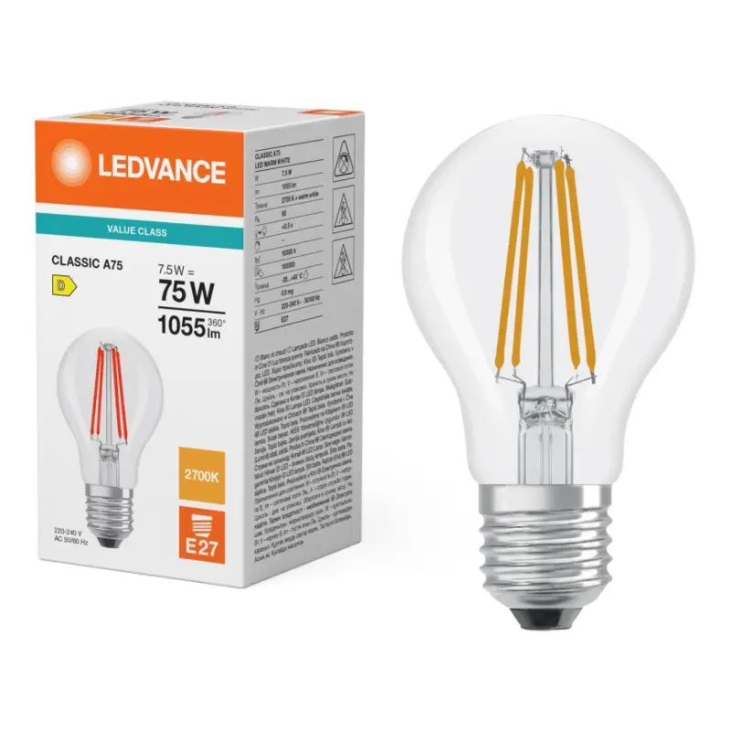 LED-lamp CLASSIC FILAMENT A60 E27/7,5W/230V 2700K - Ledvance Premium