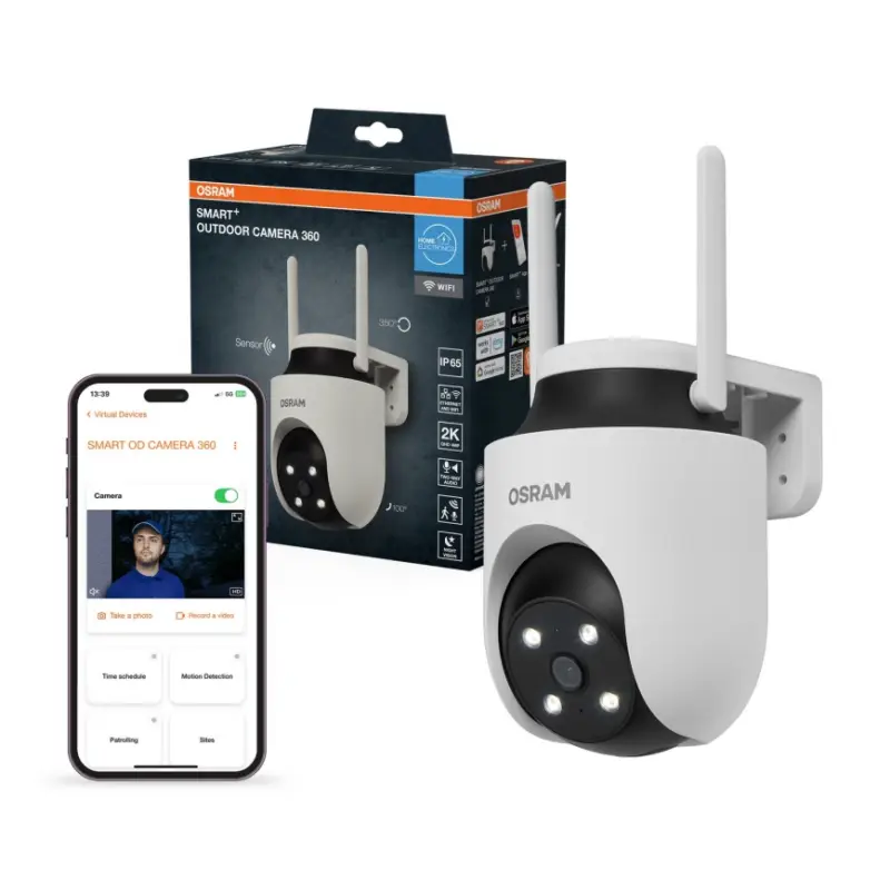 Osram - Slimme buitencamera 360° met 2K-sensor SMART+ 230V IP67 Wi-Fi Beperkte Voorraad