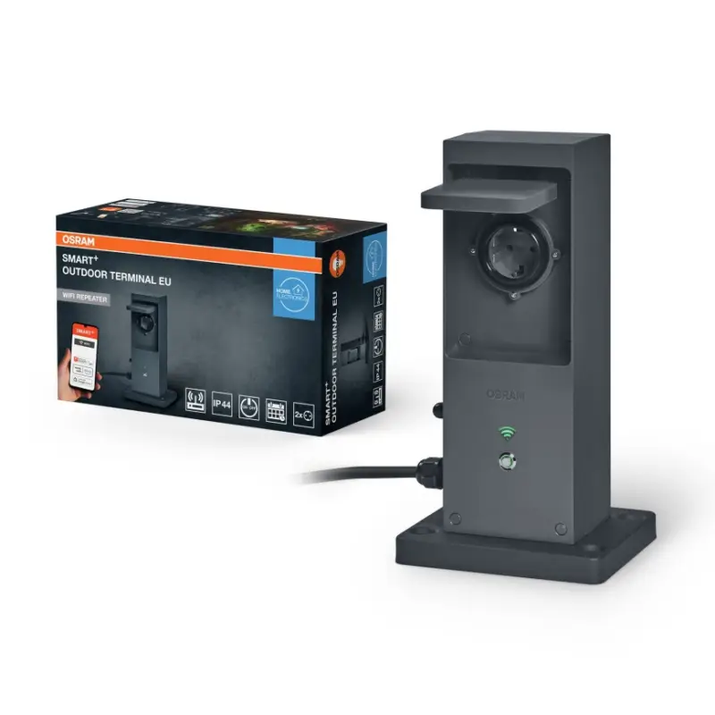 Osram - Slimme buitenstopcontactzuil 2x SCHUKO met Wi-Fi-repeater IP44 Nu Kopen