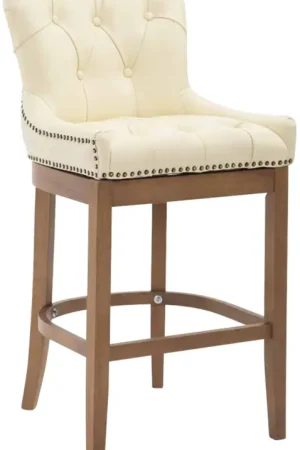 Barkruk Lakewood echt leer Antiek light Kleur:creme Finale Uitverkoop