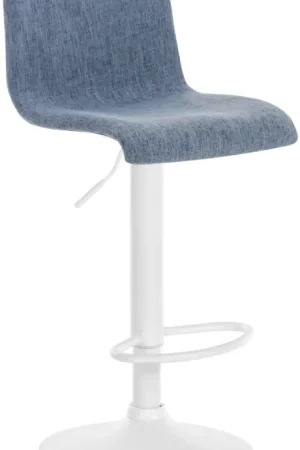 Gereduceerde Prijs Barkruk Hover Stof Kleur:blauw | Materiaal frame:Metaal mat wit