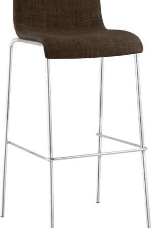Exclusieve Aanbieding Barkruk Hover stof met 4-poot onderstel Kleur:bruin | Kleur frame:chroom