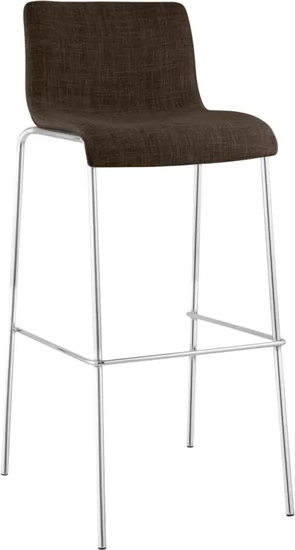 Exclusieve Aanbieding Barkruk Hover stof met 4-poot onderstel Kleur:bruin | Kleur frame:chroom