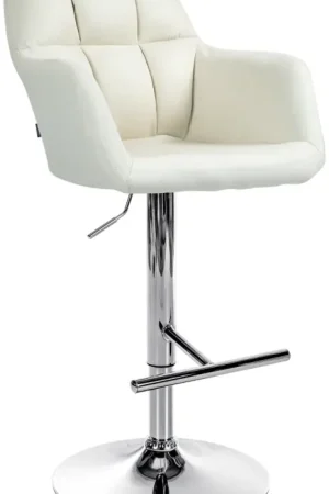 Gereduceerde Prijs Barkruk Natoma Stof Kleur:creme | Materiaal frame:Metaal in chroomoptiek