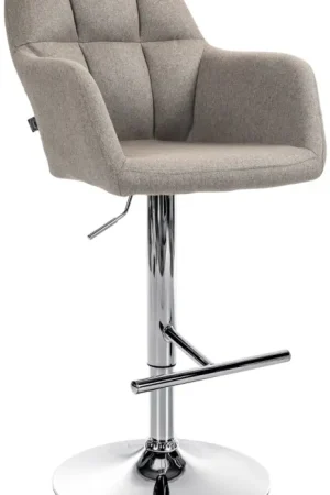 Laatste Versie Barkruk Natoma Stof Kleur:taupe | Materiaal frame:Metaal in chroomoptiek