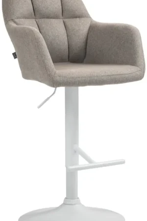 Betrouwbaar Barkruk Natoma Stof Kleur:taupe | Materiaal frame:Metaal mat wit